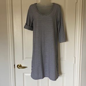 J Jill Perfect Pima Black and White Striped Dress